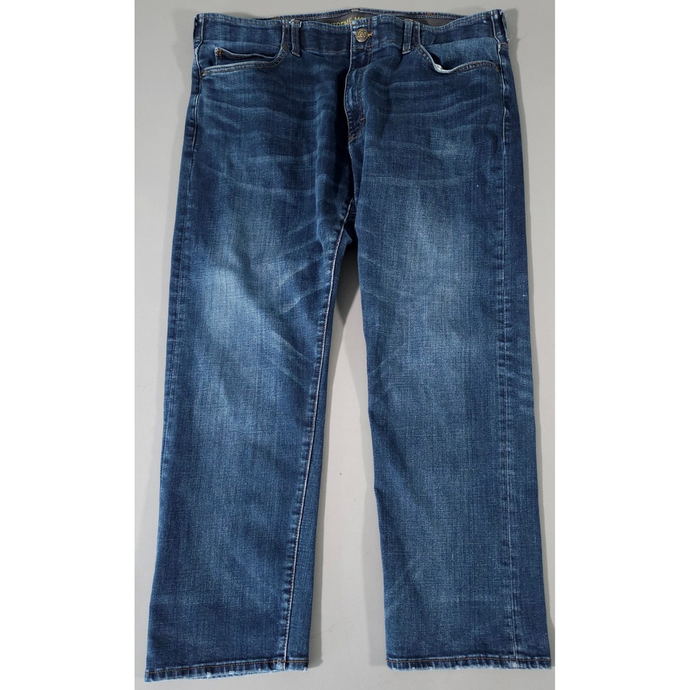 Lee Jeans Mens 42x30 Blue Extreme Motion MVP Slim Fit Straight Leg Denim